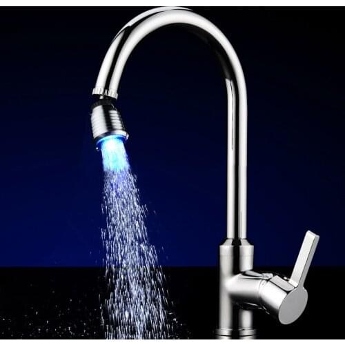 360 Degree Rotation Kitchen Faucet Temperature Sensor Light Water Tap Single/Colored For Kitchen Bathroom Faucet LED Sprayer