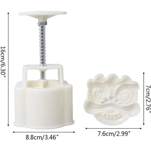 94PF DIY 3D Mooncake Mold 150g National Tide Wind Lion Patterns Mooncake Mold Press Safe Cookie Mould for Mid-Autumn Festival