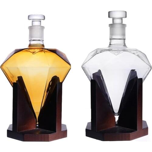 850ml Diamond Glass Whiskey Decanter Crystal Red Wine Wine Pourer Vodka Holder Brandy Champagne Decanter Bottle Bar Decoration