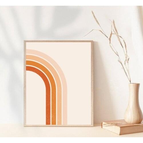 Abstract Peachy Rainbow Poster 1970s Retro Wall Art Canvas Painting Nordic Prints Boho Wall Picture Bedroom Living Room Decor