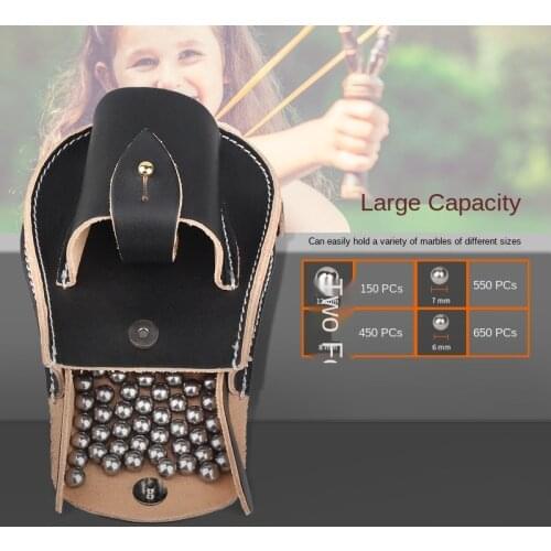 Slingshot steel ball one bow bag vegetable tanned cowhide bead bag self-defense steel ball storage bag slingshot bag