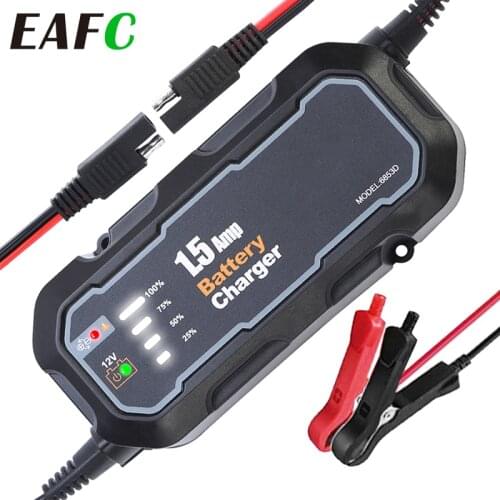 1500mA Motorcycle Battery Charger Automatic Smart Battery Charging Tool Maintainer for Car/RV/ATV/Boat Trickle Charger with LED