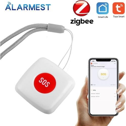 ALARMEST Zigbee Wireless SOS/Emergency Button Pager for Fall Alarm Patient Alert System Work with Tuya Zigbee Hub Power by Tuya