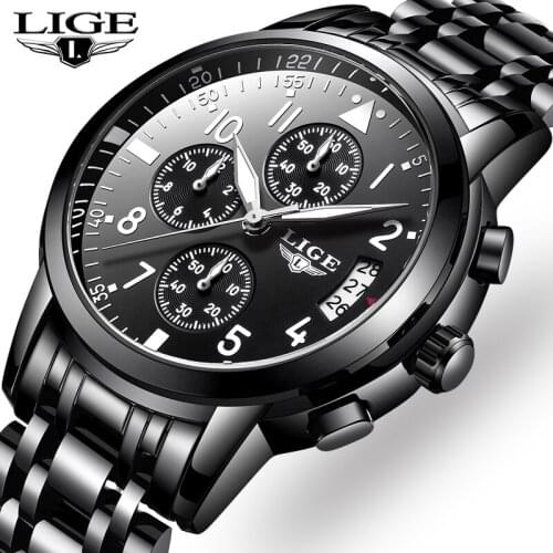 Men Watches LIGE Top Brand Luxury Business Chronograph Male Quartz Watch Men Casual Waterproof Military Watch Relogio Masculino
