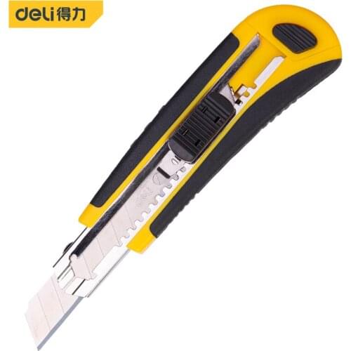Deli Cutter Wood Box Paper Cutter Knife Strong Rotary Lock Cover Metal SK5 Stationery Utility Craft Knife Cutter Knives