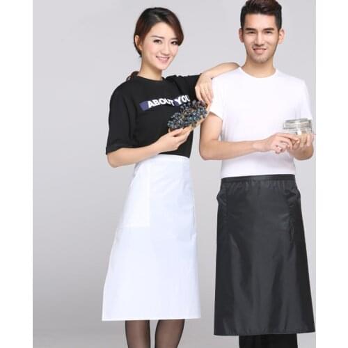 Unisex Men Women Cooking Kitchen Aprons Half Waist Short Coffee Tea Shop Restaurant Waitress PVC Waterproof Apron With Pockets