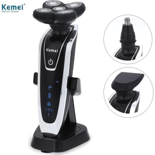 Kemei KM-5886 3 in 1 Washable Rechargeable Electric Shaver 5D Head Electric Shaver 5 Blade Shaving Razor For Men Face Care