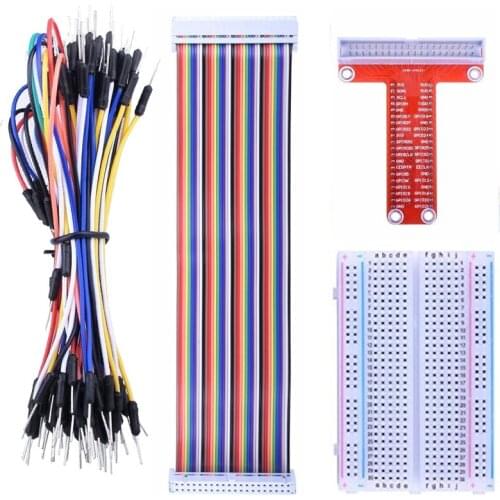 Raspberry pi GPIO Breakout Expansion Kit T-Type Expansion Board + 400 Points Breadboard + 65pcs Jumper Wire+ 40pin Rainbow Cable