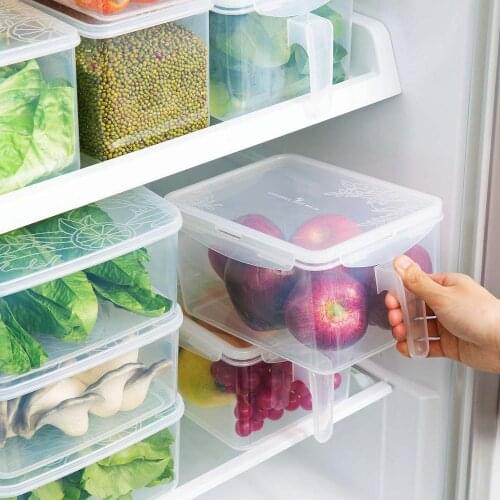 Kitchen Food Storage Containers Large Transparent Sealed Box Food Container Refrigerator Organizer Plastic Boxes with Handle