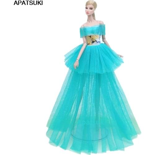 Blue Fashion Doll Dress For Barbie Clothes Outfits Multi-layer Wedding Dresses 1/6 BJD Doll Accessories Kids Toys
