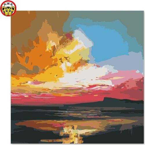 Painting by numbers art paint by number Burning cloud Abstract sky Digital Painting Decorative paintings Taste Living room paint