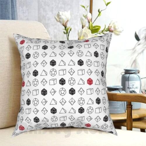 White And Dice Set D20 Pattern Pillow Case Printed Home Soft Throw Pillow And Dnd D20 Dice Set Tabletop Gaming Gamer