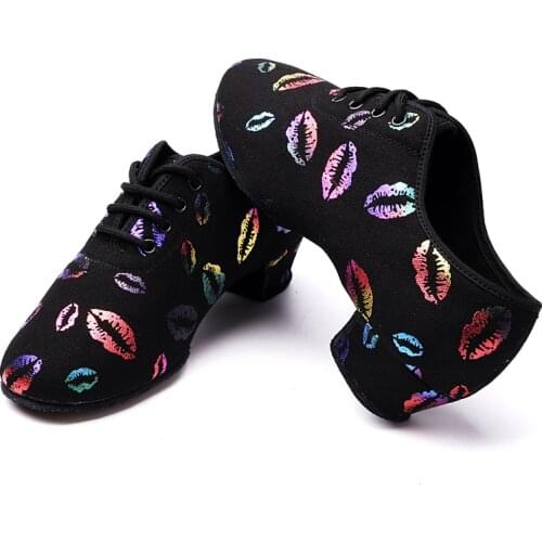 USHINE BD-47 New Color Lips Sneakers Teacher Training Shoes Ballroom Latin Fitness Ballet Dance shoes Woman