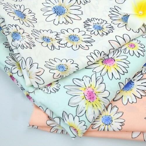 Polyester chiffon flowers printed no Transparent fabric for felt patchwork sewing DIY dress women clothing by 100x150cm