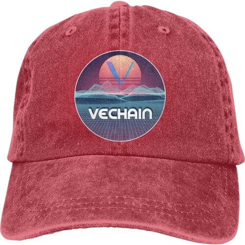 Adjustable Solid Color Baseball Cap Space Sunset Digital Washed Cotton VeChain Coin VET Cryptocurrency Sports Woman Hat