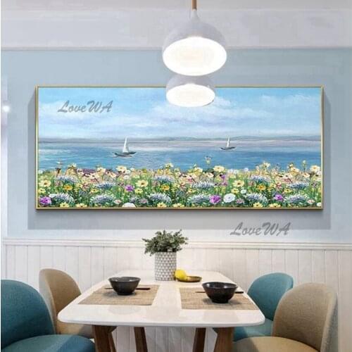 Hand Painted Outdoor Landscape Oil Painting No Frame Canvas Art Picture Art Palette Knife Flowers Paintings Wall Art Large Size