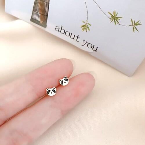 Earrings 2021 Trendy Earrings Silver Plated Small and Cute Little Panda Earrings Cute Exquisite and Simple Women Earring