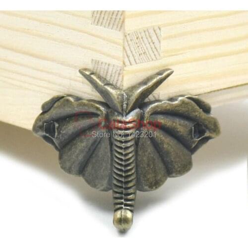5 Pcs / Lot 46mmx32mm Antique Jewelry Chest Wood Furniture Box Decorative Feet Leg Corner Protector Decoration Bronze