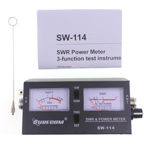 Surecom SW-114 SWR/RF/Field Strength Test Power Meter for Relative Power 3 Function Analog with Field Strength Antenna