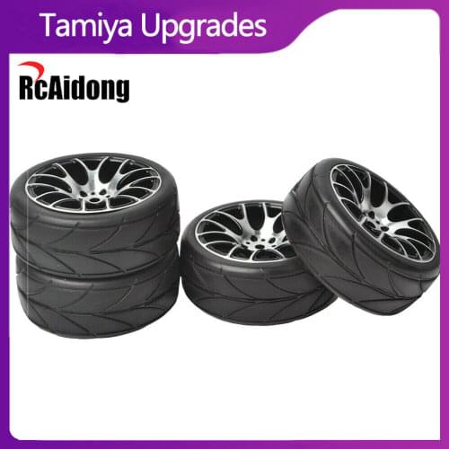 TT02 Aluminum 7Y Spoke Wheels Tires for Tamiya TT-01/TT-02/TA02 HSP 1/10 RC Drift Car Upgrades Parts