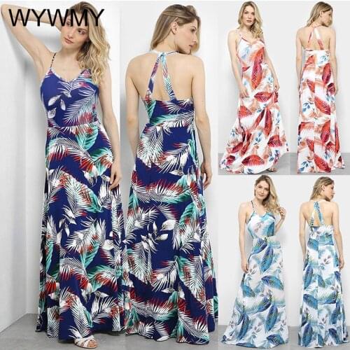 Vintage Print Dress Women Drawstring Open Back Long Dress Bohemian V-neck Plus Size Off Shoulder Flora Printed Summer Dresses