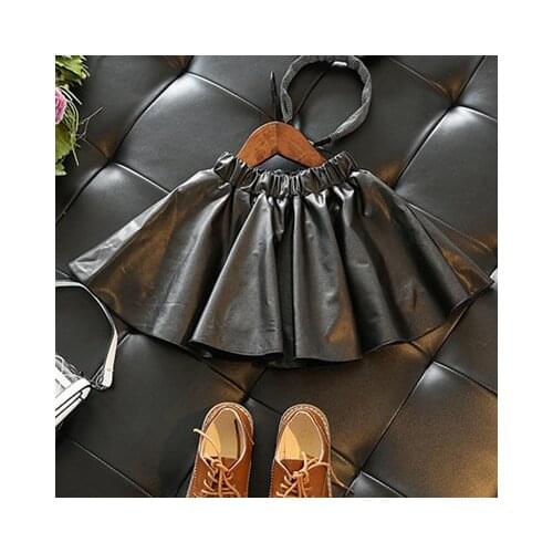 Girls Skirts Autumn New Black PU Faux Leather Baby Girl Tutu Skirt Kids Elastic Waist Short Skirt Children Clothes 2-6 Years