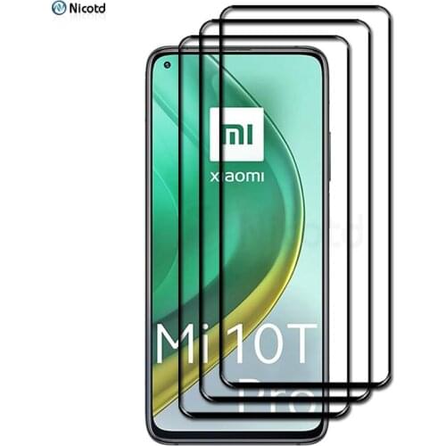 3pcs Protective Tempered Glass Full Cover For Xiaomi Mi 10T Pro Lite Screen Protector For Xiaomi 10Pro Lite 10i 10S Safety Glass