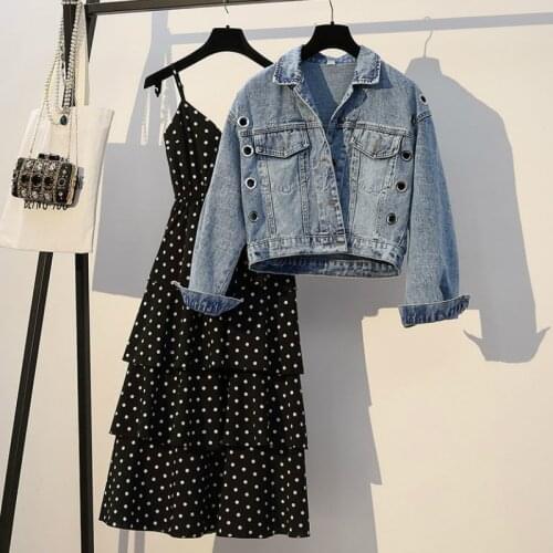 Women Sets Short Style Plus Size 4XL Solid Clothes Polka Dot Sleeveless Pleated V-neck Dress Womens Korean Style Chic Women Set