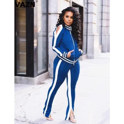 VAZN LSD8613 New 2Colors Print Tracksuits 2019 Casual Sport Wind Young Full Sleeve Top Short Pants Women 2 Piece Set