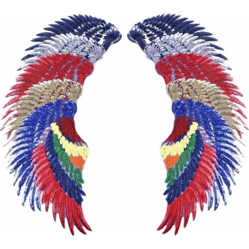 1 pair New wing Embroidery lace applique paillette fabric sweater clothes patch sequined stickers t-shirt diy patches decoration