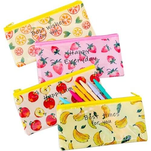 1pcs/lot 4 style Cute Fruit Grid Zipper Stationery Creative Pen Bag School Offices Suppliers Estojo Escolar