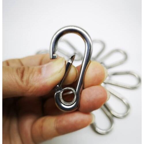 10PCS M4 Secure Lock 304 Stainless Steel 40mm Hook Carabiner Eyelet