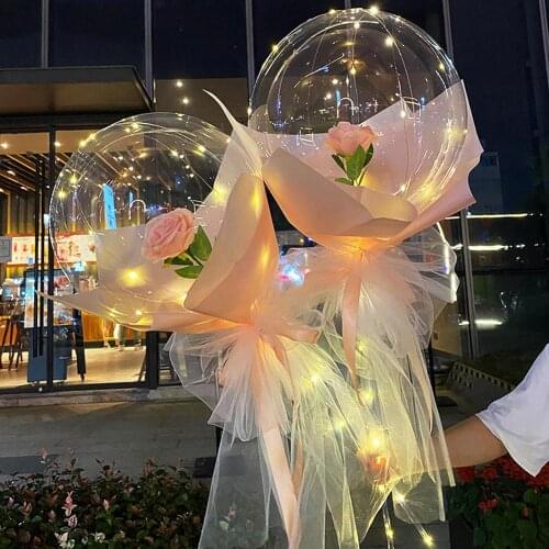 2Pcs Bobo Baloon Led Luminous Rose Balloon Stick Stand For Glow Party ，Wedding，Birthday，Baby Shower，Christmas Ornaments