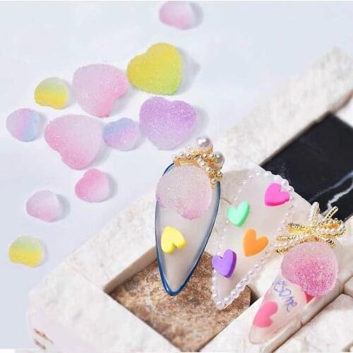 20pcs Nail Art Accessories Gummy Gradient Juice Candy Mixed Color Star Love Resin DIY Nail Decoration