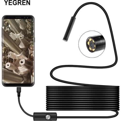 5.5mm/7mm USB Endoscope Android Pipe Borescope IP67 Waterproof Camera 6 Adjusted LED Support for Android Windows Car Repair Tool