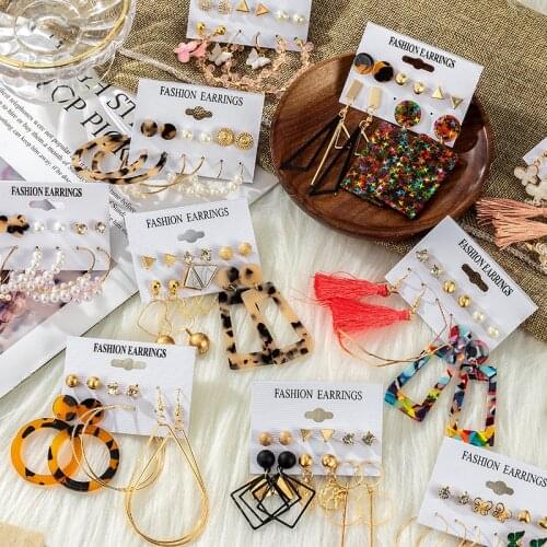 6 Pairs/Set New Retro Womens Earrings Set Circle Earrings for Women Korean Drop Earring 2021 Fashion Female Earings Jewelry