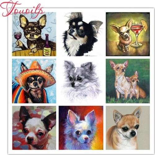 Full drill 5D DIY diamond embroidery chihuahua face square diamond painting Cross Stitch cute dog Rhinestone mosaic home decor