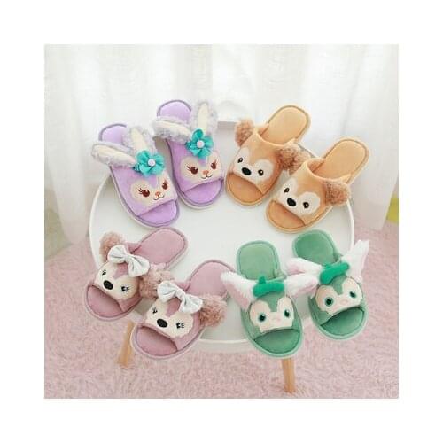 Disney ShellieMay Duffy Gelatoni Anime Figures Cartoon Product Cosplay Accessories Plush Slippers Warm Home Shoes Gifts Unisex