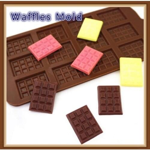 12 Even Silicone Non-stick Baking Pan Waffles Cake Chocolate Mold Food Grade DIY Chocolate Chip Mold Kitchen Cooking Gadgets Mat