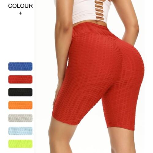 Seamless Yoga Shorts Sports Fitness High Waist Peach Hip-Liftting Slim-Fit Bubble Shorts Workout Gym Leggings Shorts for Women