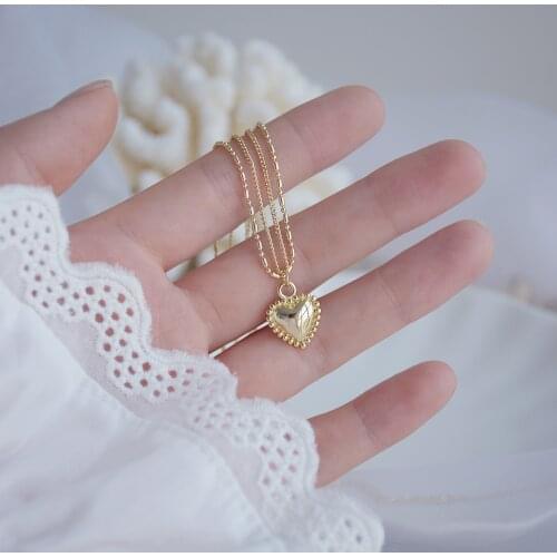 Shiny Side New Accessories Simple Style Gold Color Heart Pendant&necklaces for Women Fashion Chain Necklaces