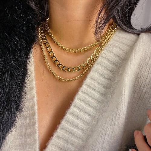 Jewelry Mix Punk Geometric Simplicity Accessories Retro Personality Chain Multi-layer Tassel Necklace Women Wholesale