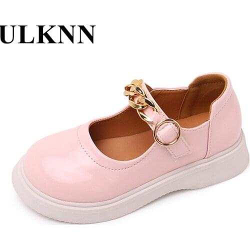 Girls Black Leather Shoes 2021 Childrens Shallow Mouth Single Shoes Elementary School Students Show Bright Leather Black Shoes