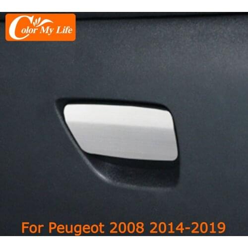 Color My Life Stainless Steel Car Glove Box Hand Cover Trim for Peugeot 2008 2014 - 2018 Interior Storage Box Handle Sticker