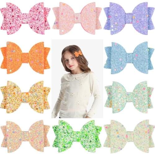 XIMA 1PC 3inch Bows Hair Clips for Girls Glitter Hair Bows Hair Pins Barrettes for Baby Girls Toddler Kids Hair Accessories