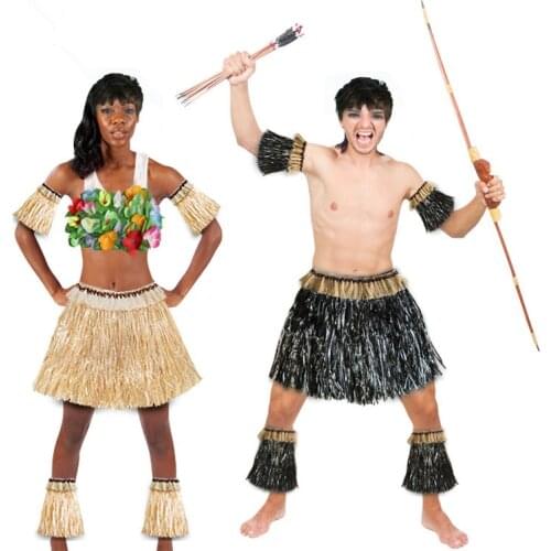 Hawaiian Hula Grass Skirt Suit Elastic Arm Sleeve Feet Cover Grass Skirt Dance Costume Beach Summer Holiday Wedding Party Favor