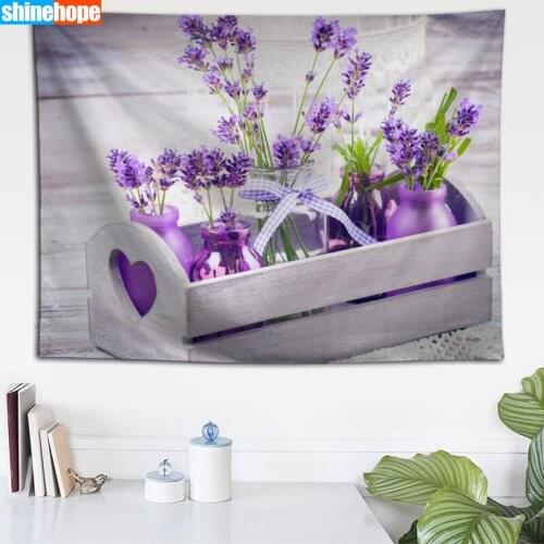 Custom Flowers Lavender tapestry wall hanging tapestry home decoration rectangle bedroom wall art tapestry 140X250cm