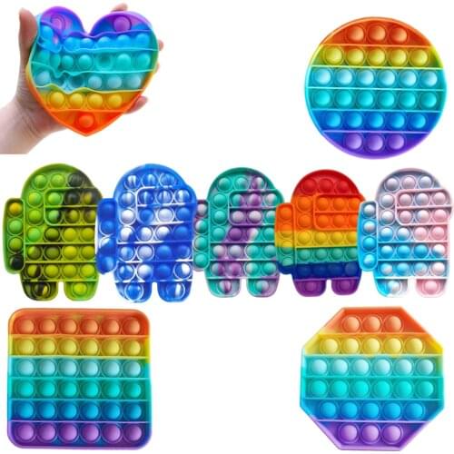 Pop Fidget Reliver Stress Toys Rainbow Bubble Antistress Toys Adult Children Sensory Toy To Relieve Autism Toy