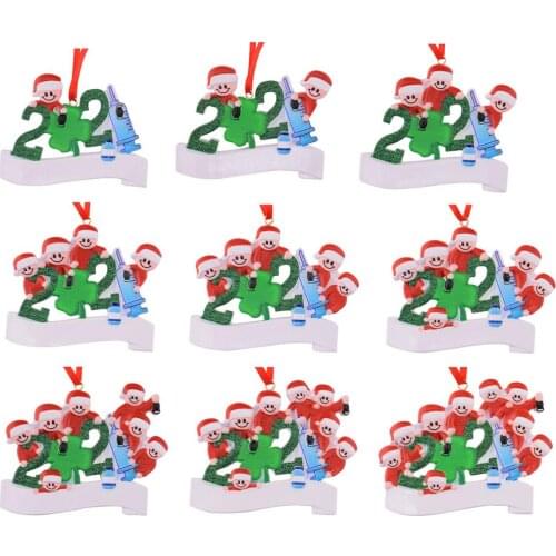 2022 Quarantine Christmas Ornament Resin DIY 1-9 People Personalized Family Name Christmas Tree Pendant New Year Xmas Gift
