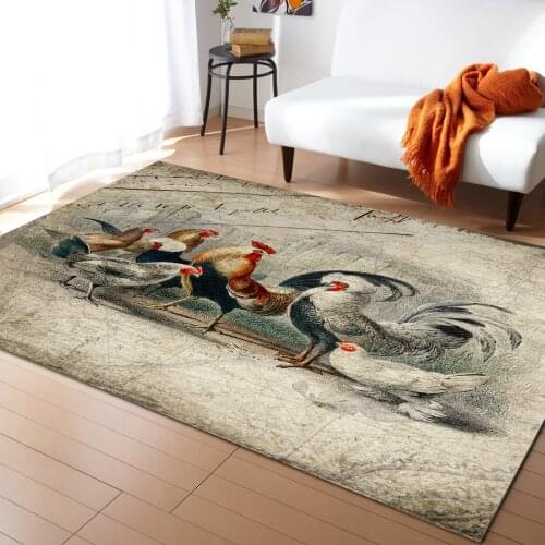 Farm Rooster Chicken Retro Illustration Carpets for Bedroom Home Decor Carpets Kawaii Rugs and Carpets for Home Living Room